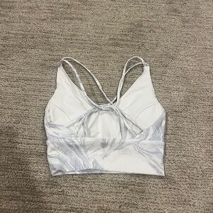 Women's White and Gray Sports Bra
